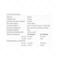 Projecta Intelli-Charge 50 Amp Dual Battery Charger MPPT Solar Charging