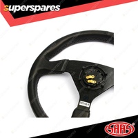 SAAS Steering Wheel 14 Inch Leather Director Black Spoke Shallow 25mm Dish