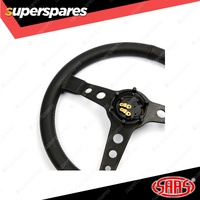SAAS Steering Wheel 14 Inch Leatherette Retro Black Spoke Black Stit