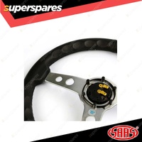 SAAS Steering Wheel 14 Inch Leather Retro Satin Sheen 3 Alloy Spokes