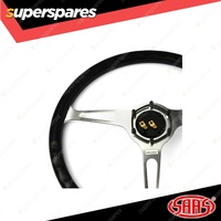 SAAS Steering Wheel 15 Inch Poly Classic Brushed Alloy Slotted 50mm Dish