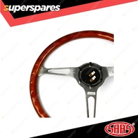 SAAS Steering Wheel 15 Inch Wood Classic Brushed Alloy Slotted 50mm Dish