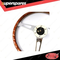 SAAS Steering Wheel 15 Inch Wood Classic Polished Alloy Slots Riveted Woodgrain
