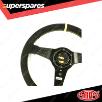 SAAS Steering Wheel Suede 14 inch Drifter Yellow Stitch ADR Compliant Dish