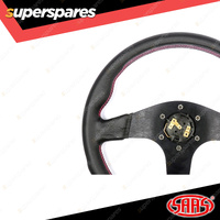 SAAS Steering Wheel Leather Corsa 350mm Contoured Grip Black Aluminium Spokes
