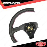 SAAS Steering Wheel Leather Lusso 350mm Contoured Grip Black Aluminium Spokes