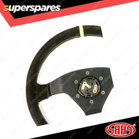SAAS Steering Wheel Suede Racing 320mm Black Indicator Rounded Grip 35mm Dish
