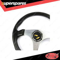 SAAS Steering Wheel Polyurethane 14 inch Brushed Alloy Spoke 25mm Dish ADR