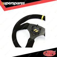 SAAS Steering Wheel Suede 14 inch Tokyo Motorsport Black Spoke + Indicator ADR