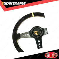 SAAS Steering Wheel Suede SRD 14 inch Deep Dish Black With Holes Indicator ADR