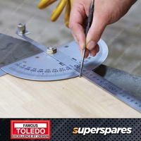 Toledo 300mm Protractor 180 Degree - Professional Stainless Steel Double Blade