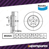 Bendix Front Disc Brake Rotors for Holden Statesman WM Commodore VE VF 3.6L 3.0L