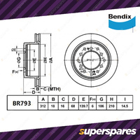 Bendix Rear ULT4WD Brake Rotors for Toyota Landcruiser Prado VZJ KZJ RZJ 90 95