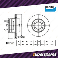 Bendix Rear Ultimate 4WD Disc Brake Rotors for Toyota Landcruiser HZJ75RP HZJ79R