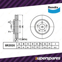 Bendix Front Disc Rotors + Brake Pads for Holden Commodore Calais VF 3.0 3.6i