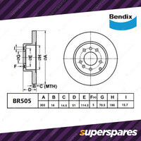 Bendix Ultimate Rear Disc Rotors + Brake Pads for Ford Falcon BA BF FG X 303mm