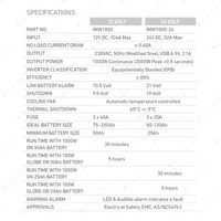 Projecta 1000W 12V Modified Sine Wave Inverter - Twin Power Sockets & USB Socket