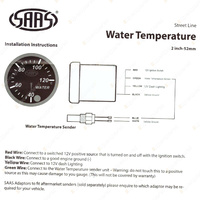 SAAS Water Temp Gauge 40 Degree - 120 Degree 52mm Black Face Street Series
