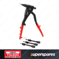 Toledo Nut Riveter Hand Tool Kit - 260mm Size Range M3 M4 M5 M6 HD Alloy Steel