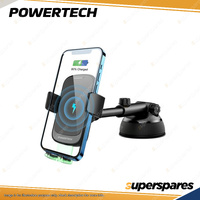 Powertech Air Vent Mount Holder Clip Phone Cradle with 15W Wireless Charge