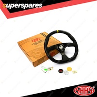 SAAS Steering Wheel 14 Inch Black Leather Finish Flat Bottom + Indicator
