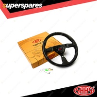 SAAS Steering Wheel 14 Inch Leather Director Black Spoke Shallow 25mm Dish