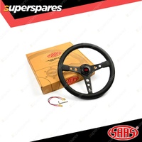 SAAS Steering Wheel 14 Inch Leatherette Retro Black Spoke Black Stit