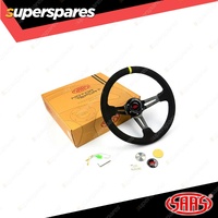 SAAS Steering 14 Inch Wheel Suede Deep Dish Black Slotted + Indicator