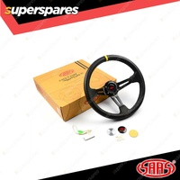 SAAS Steering 14 Inch Wheel Leather Deep Dish Black Slotted + Indicator