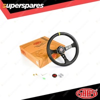 SAAS Steering 14 Inch Wheel Leather GT Deep Dish Black With Holes + Indicator