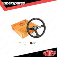 SAAS Steering 14 Inch Wheel Leather GT Deep Dish Black With Holes No Indicator