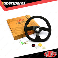 SAAS Steering Wheel Suede Finish 14 inch Black Flat Bottom ADR Compliant