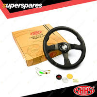 SAAS Steering Wheel Leather 14 inch Black Brushed Finished Spokes ADR Compliant