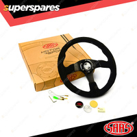 SAAS Steering Wheel Suede 14 inch Black Brushed Finished Spokes ADR Compliant