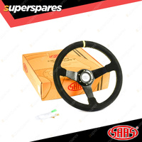 SAAS Steering Wheel Suede 14 inch Drifter Yellow Stitch ADR Compliant Dish