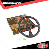 SAAS Steering Wheel Leather Corsa 350mm Contoured Grip Black Aluminium Spokes