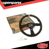 SAAS Steering Wheel Suede Corsa 350mm Black Indicator Contoured Grip 40mm Dish