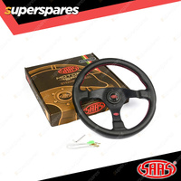 SAAS Steering Wheel Leather Lusso 350mm Contoured Grip Black Aluminium Spokes