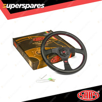 SAAS Steering Wheel Leather Sprint 350mm Rounded Grip Black Aluminium Spokes