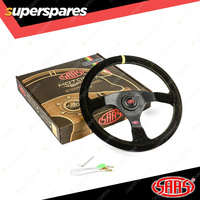 SAAS Steering Wheel Suede Sprint 350mm Black Indicator Rounded Grip 40mm Dish