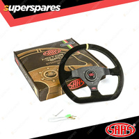 SAAS Steering Wheel Suede Racing 320mm Black Indicator Rounded Grip 35mm Dish