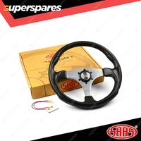 SAAS Steering Wheel Polyurethane 14 inch Brushed Alloy Spoke 25mm Dish ADR