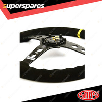 SAAS Steering Wheel Suede 14 inch Retro Black Spoke + Indicator ADR Compliant
