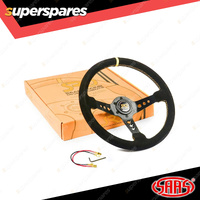 SAAS Steering Wheel Suede SRD 14 inch Deep Dish Black With Holes Indicator ADR