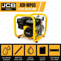 JCB Tools Petrol 3 Inch 80mm Water Pump - Powerful Pump Performance Durability