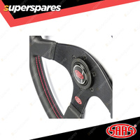 SAAS Steering Wheel Leather Corsa 350mm Contoured Grip Black Aluminium Spokes