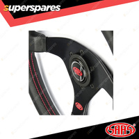 SAAS Steering Wheel Leather Lusso 350mm Contoured Grip Black Aluminium Spokes