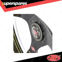 SAAS Steering Wheel Suede Sprint 350mm Black Indicator Rounded Grip 40mm Dish