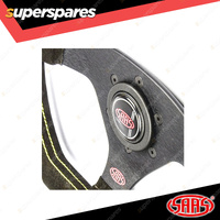 SAAS Steering Wheel Suede Racing 320mm Black Indicator Rounded Grip 35mm Dish