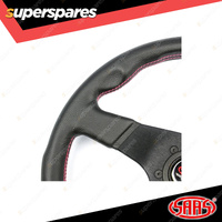 SAAS Steering Wheel Leather Corsa 350mm Contoured Grip Black Aluminium Spokes